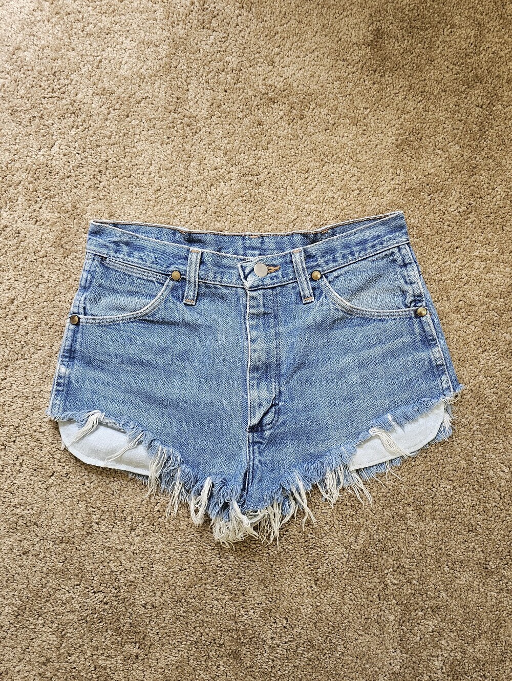 Wrangler Light Blue Frayed Hem Denim Shorts